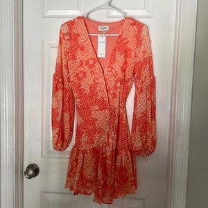 Pink and orange wrap dress